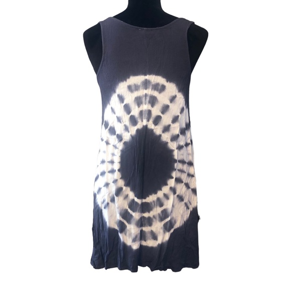 Kori America Navy Blue Tie Dyed Laced Neckline Tank size Small - Picture 6 of 8